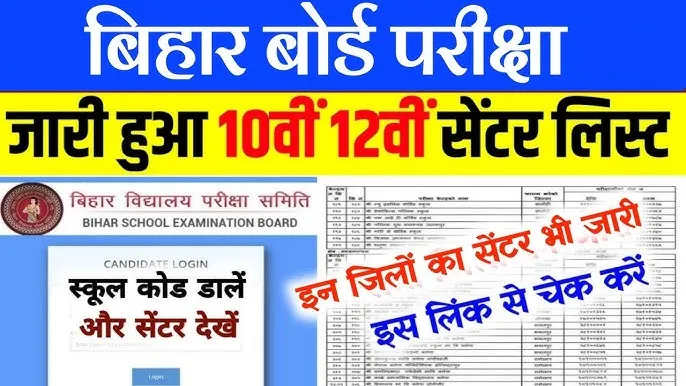 Bihar Board Exam Center List 2025 Pdf Class 10th & 12th