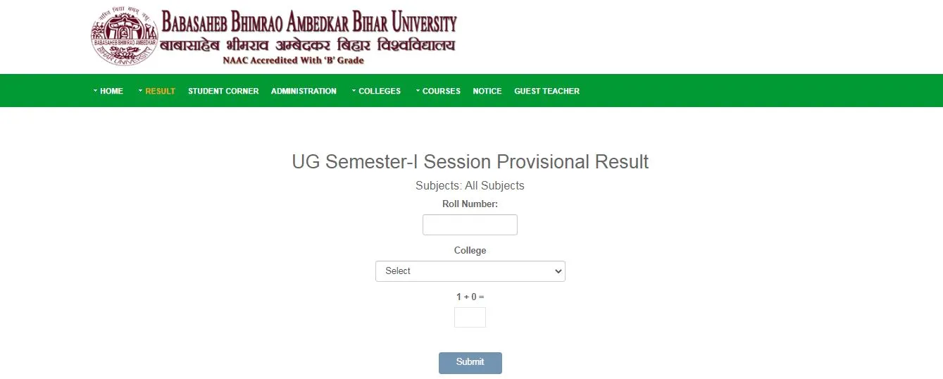 BRABU UG 1st Semester Result 2025 Pdf Marksheet & More Details