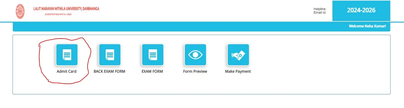 LNMU PG 1st Semester Admit Card 2025 Download