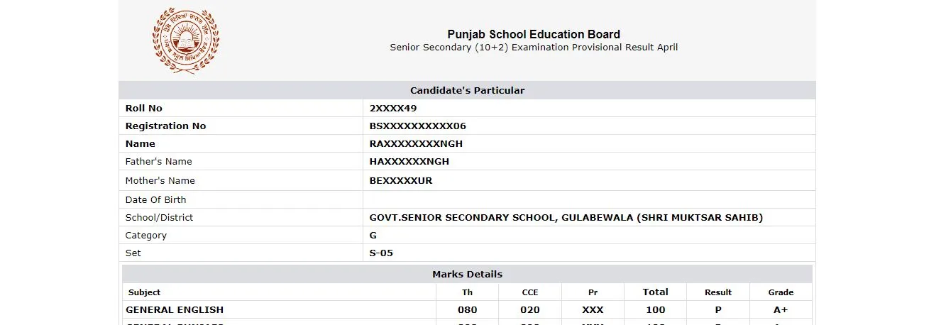 PSEB 12th Class Result 2025 Check Online Marksheet and Merit List Pdf