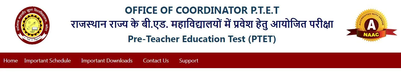 Rajasthan PTET Admit Card 2025 Download for VMOU Kota University