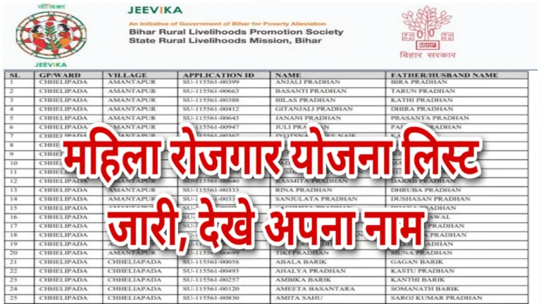 Bihar Mahila Rojgar Yojana List 2025 Check Name and Payment Pdf List
