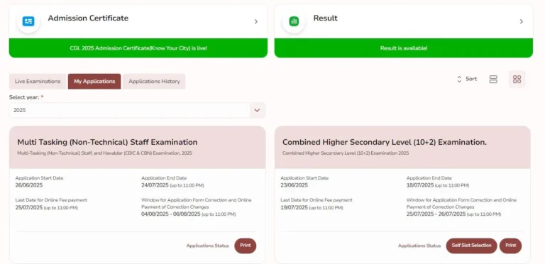 SSC CHSL Self Slot Selection 2025 Choose Your Exam Date, City, and Shift Online with New Update