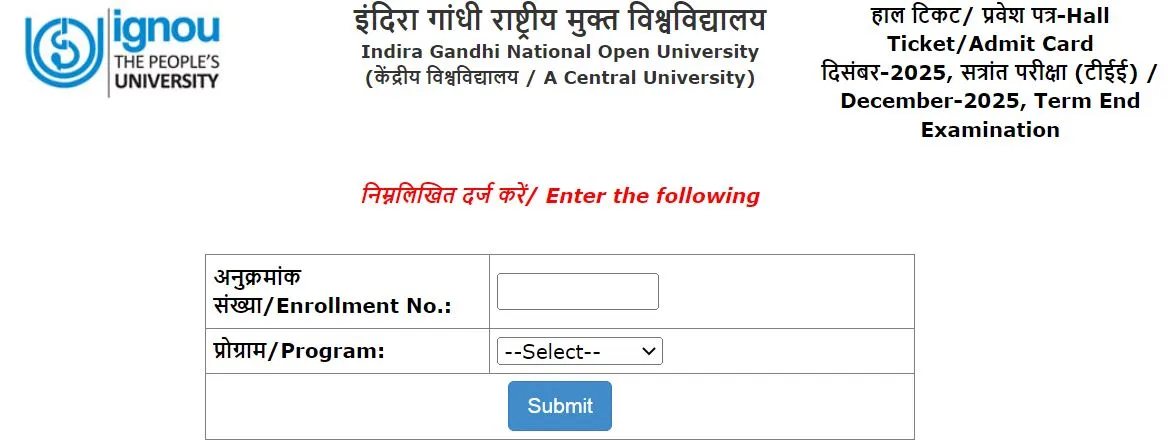 IGNOU Hall Ticket Download 2025: Step-by-Step Guide to Get December TEE Exam Admit Card Online